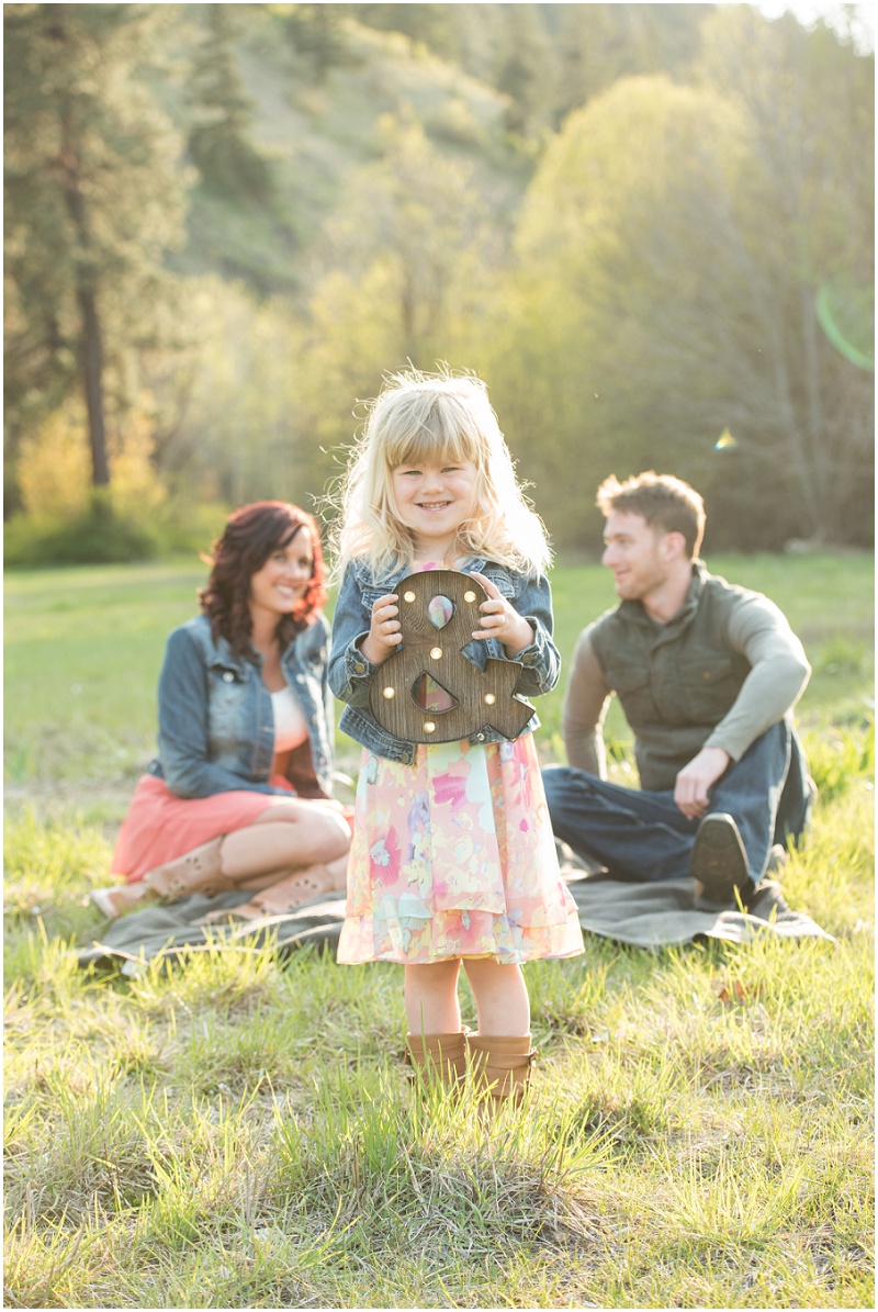 Country Engagement Photos Cle Elum Photographer Couple's daughter with and sign photo