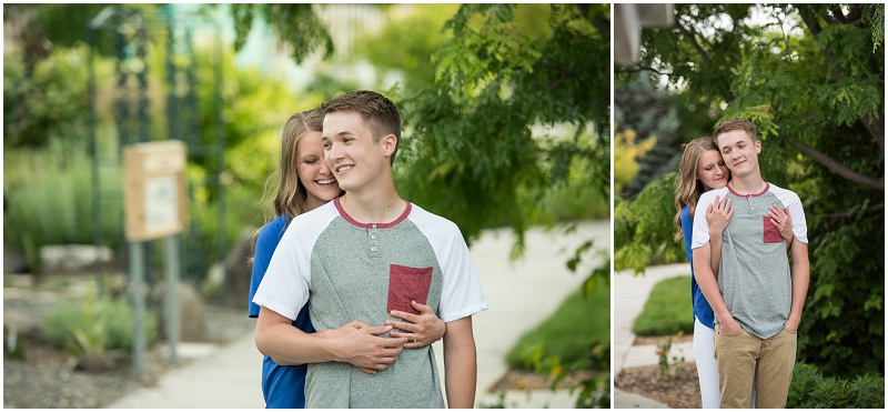 Kennewick Demonstration Garden Engagement Photos Kennewick WA Couple hugging photo