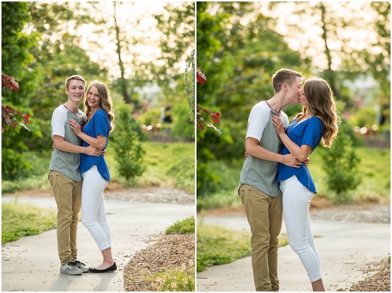 Kennewick Demonstration Garden Engagement Photos Kennewick WA couple in trees photo