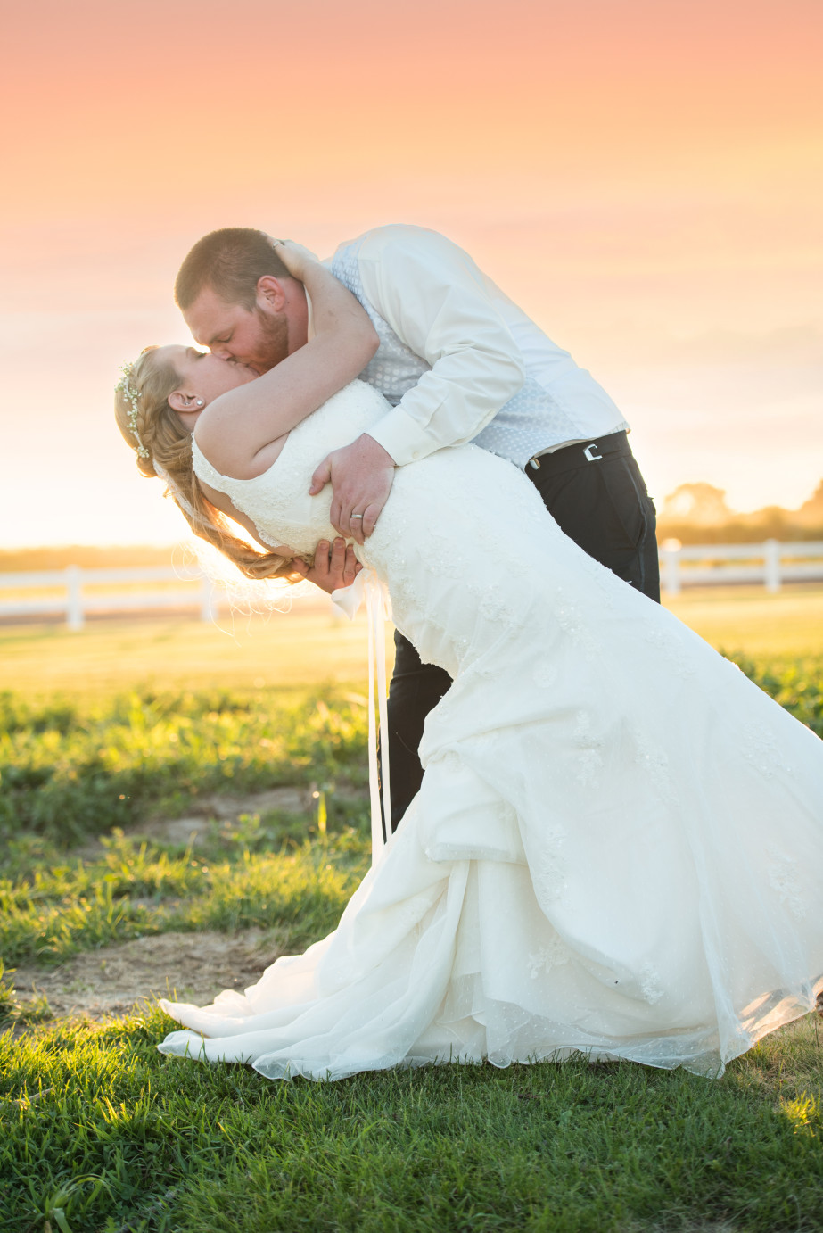 Simply Country Othello Wedding Bride and groom sunset formal photo