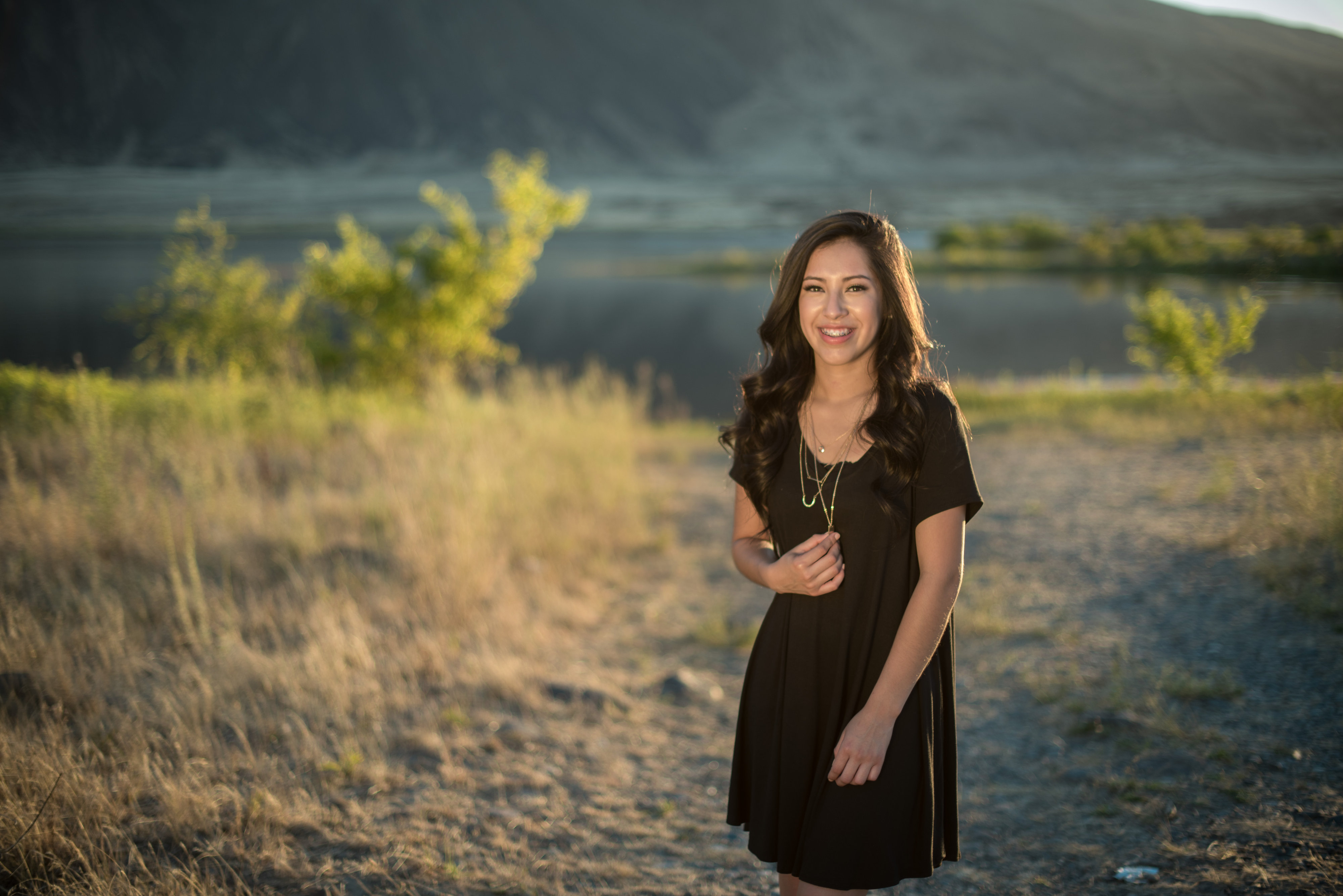 Wahluke High School Senior Mattawa WA Senior girl with golden light photo