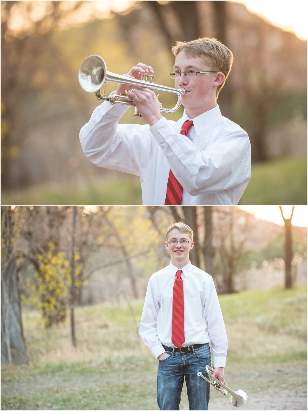 Uintah High School Senior Vernal UT senior boy with trumpet photo