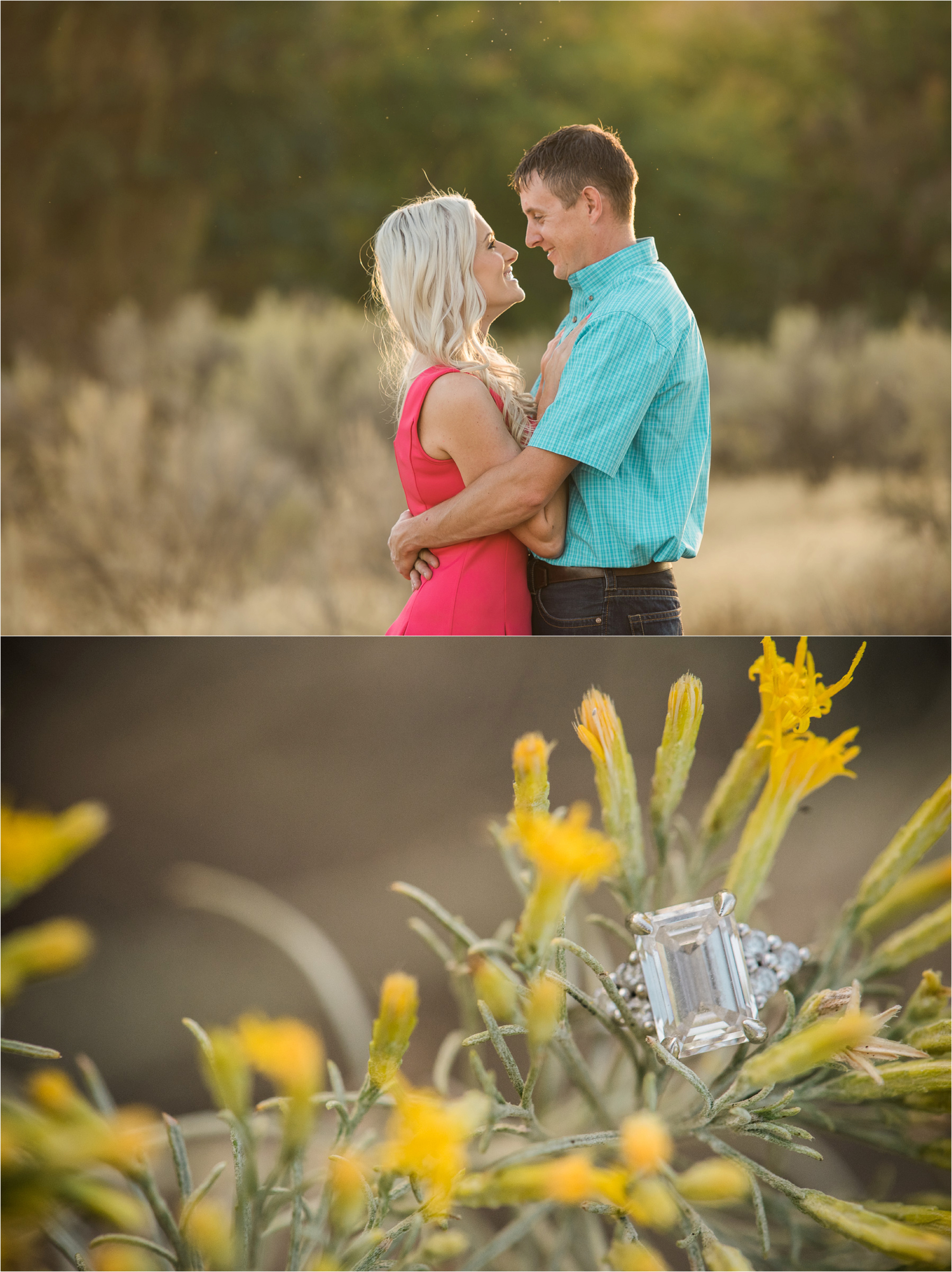 Country Engagement photos couple snuggling and ring shot photo