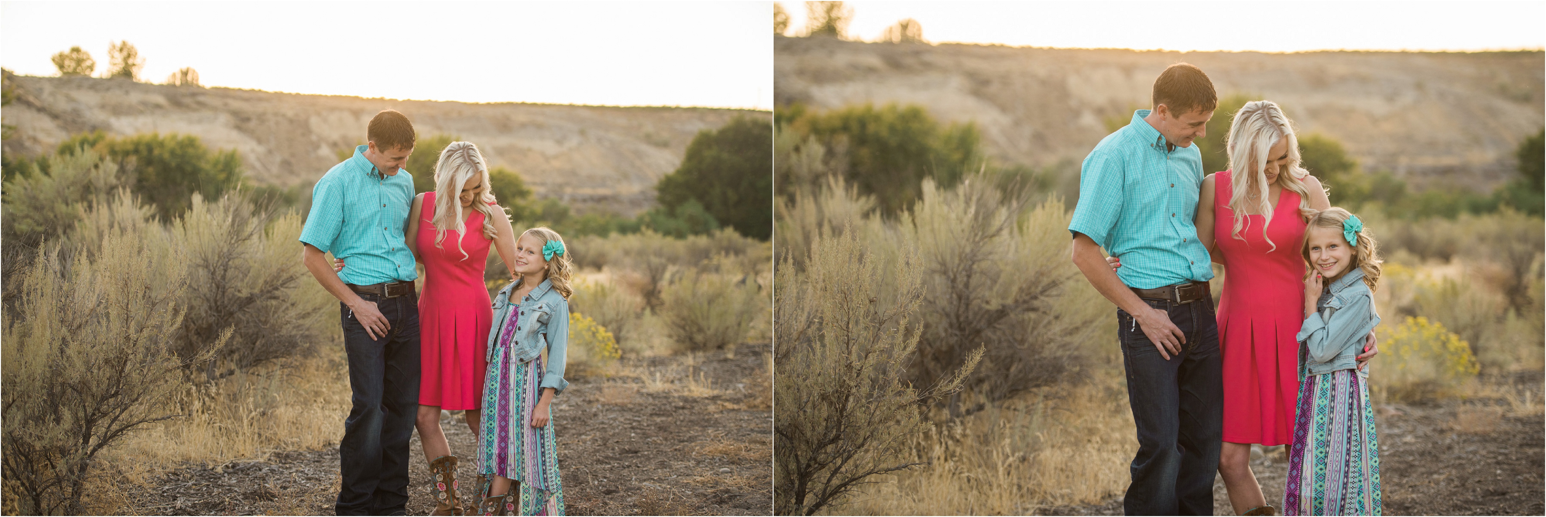 Country Engagement session couple with daughter photo
