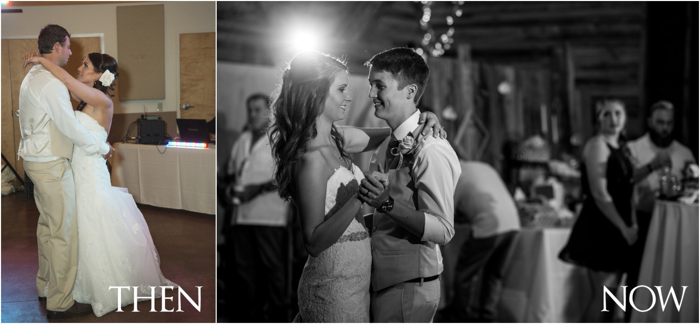Then and Now Wenatchee Photographer Bride and Groom first dance comparison photo