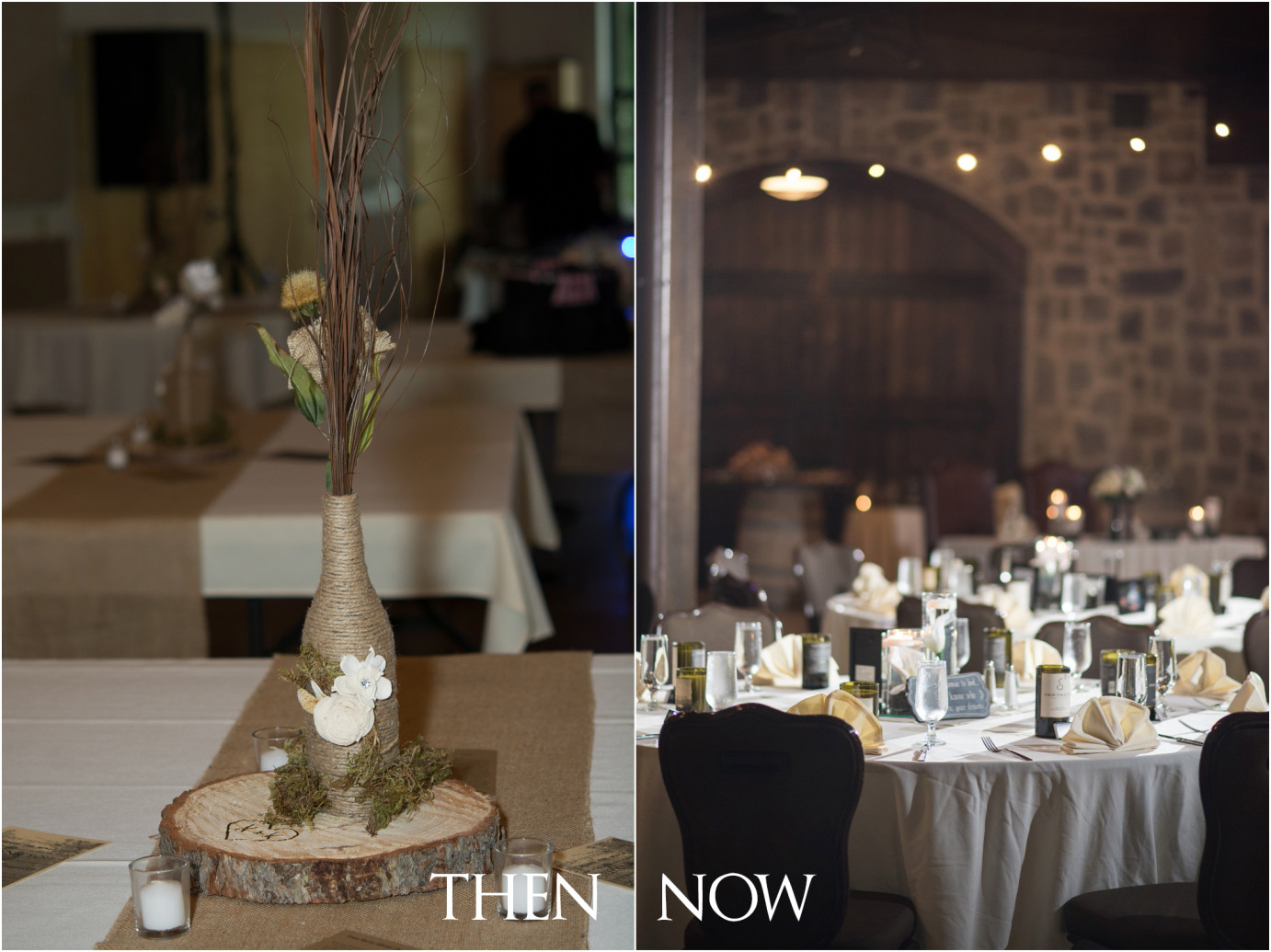 Then and Now Wenatchee Photographer Reception Tablescape comparison photo