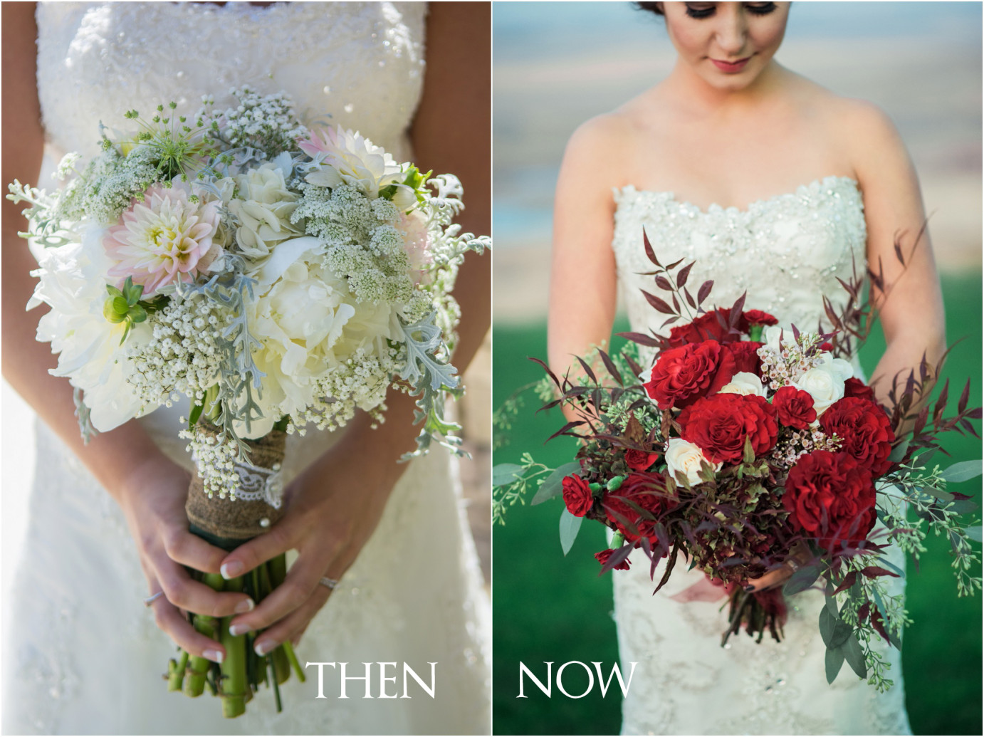 Then and Now Wenatchee Photographer Bridal bouquet comparison photo