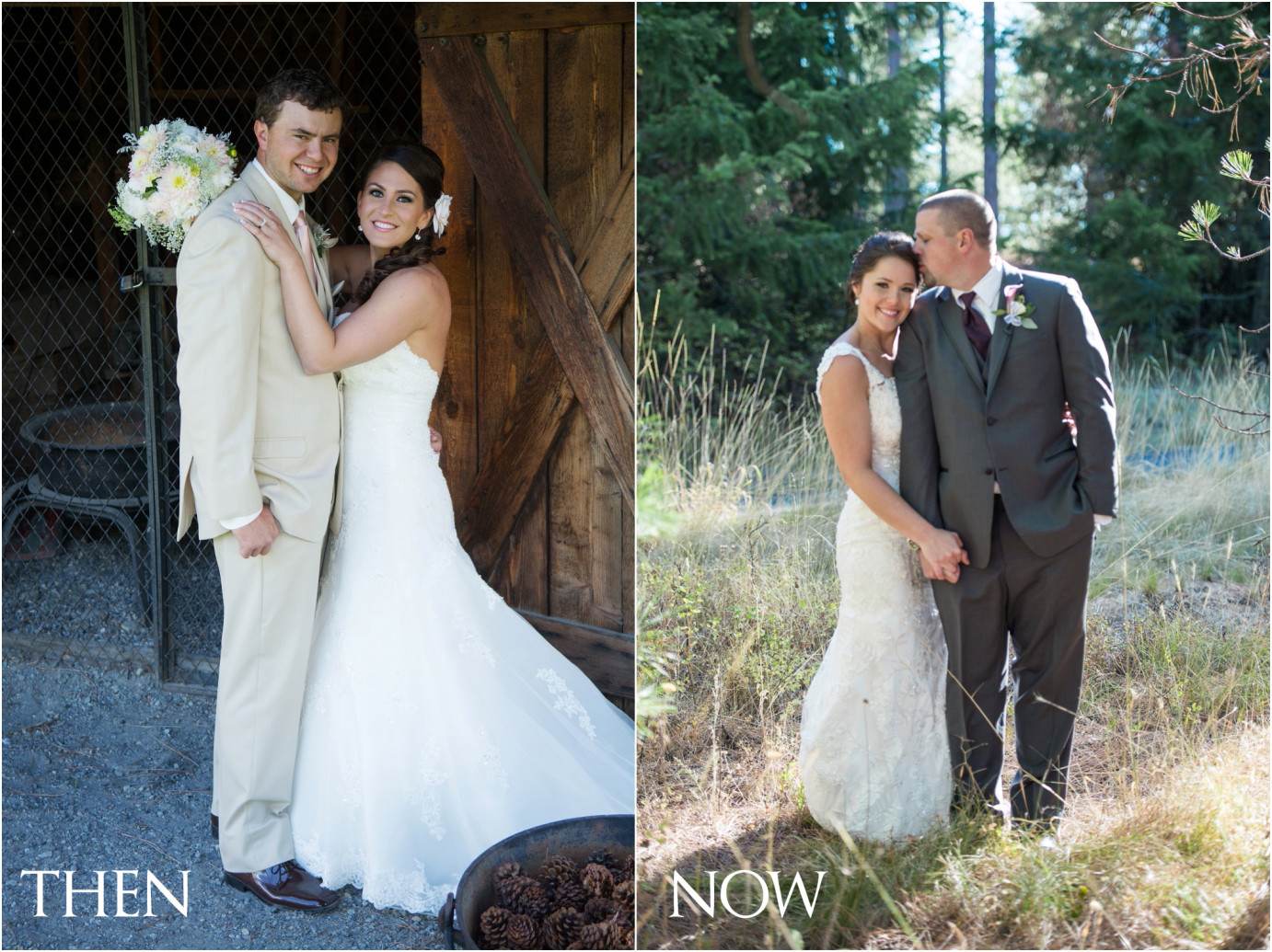 Then and Now Wenatchee Photographer Bride and groom comparison photo