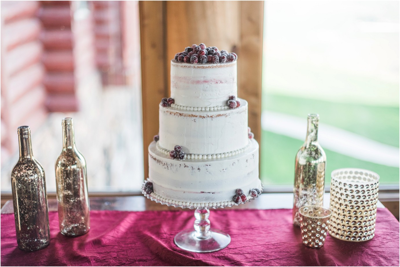 Eagle Lakes Lodge Wedding Inspiration Shoot sugared cranberry cake photo