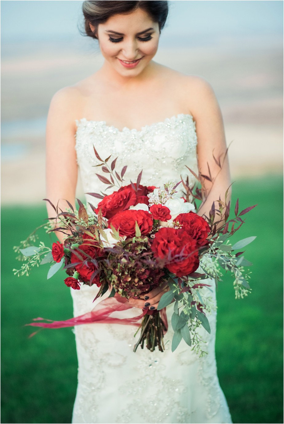 Eagle Lakes Lodge Wedding Inspiration Shoot bride and with bridal bouquet photo