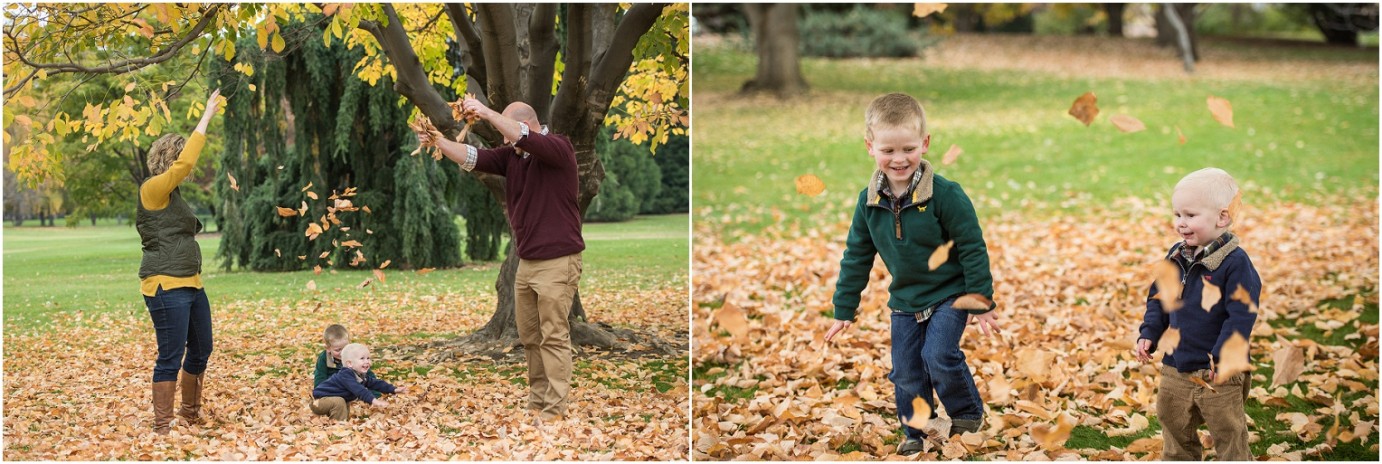 Yakima Area Arboretum Family Photographer family playing in leaves Photo