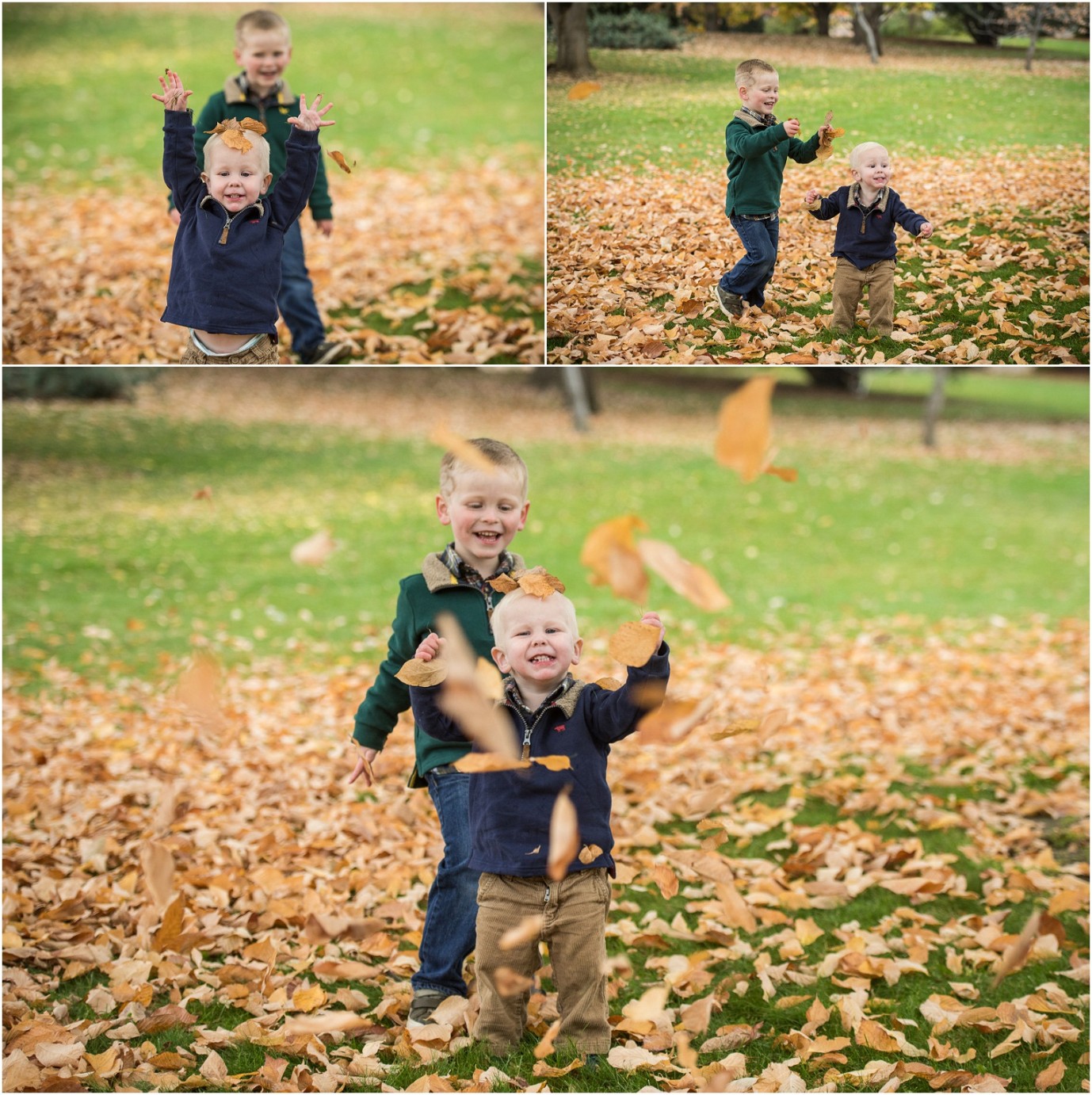 Yakima Area Arboretum Family Photographer young family throwing leaves Photo