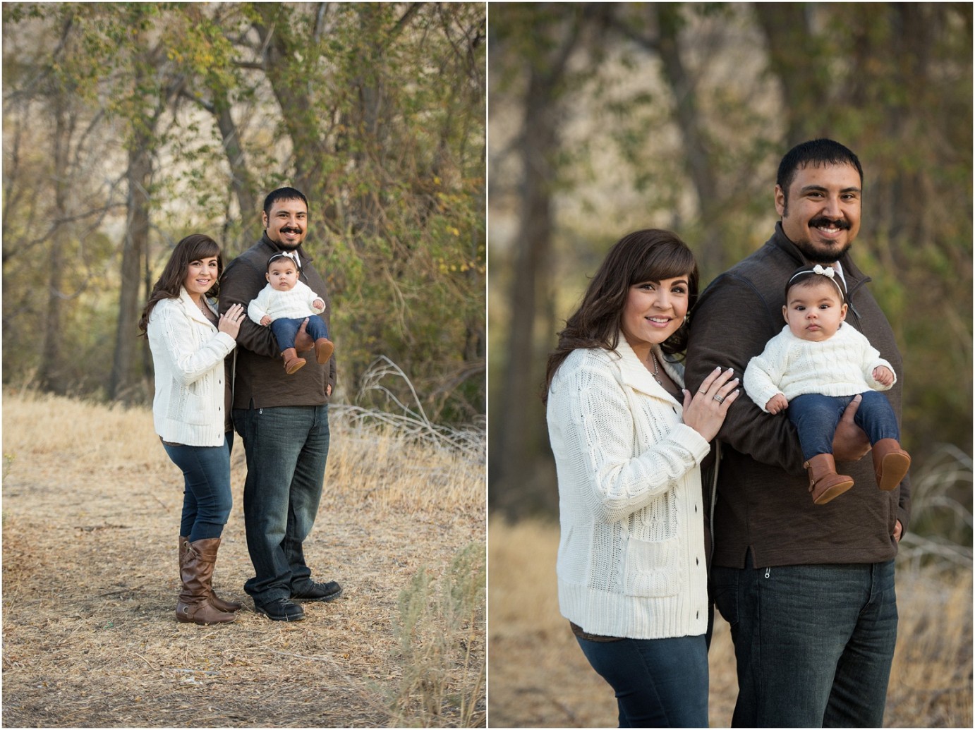 Family Photographer Othello WA family with baby in forest photo
