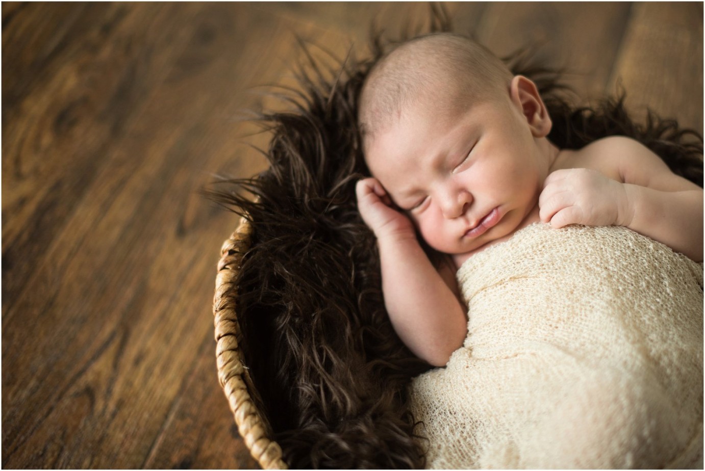Othello WA Newborn Photographer baby boy sleeping in basket photo