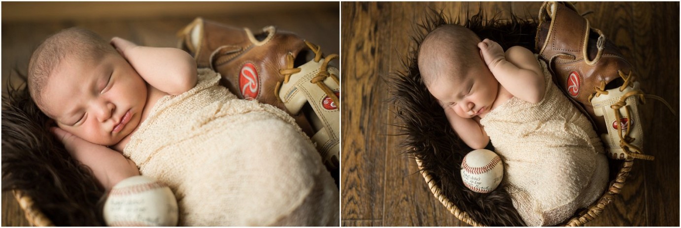 Othello WA Newborn Photographer baby boy with baseball glove photo