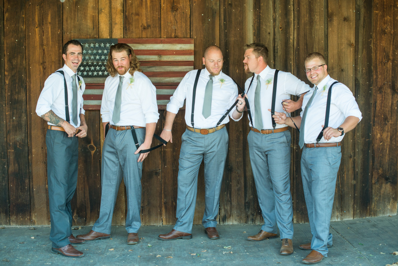 Favorite 2015 Wedding Moments Ellensburg Fairgrounds Wedding Groomsmen being silly photo