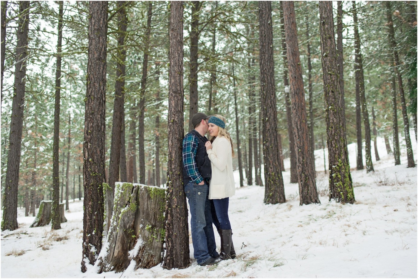 Ellensburg Engagement Session Ellensburg WA Photographer Couple by trees in the mountaints photo