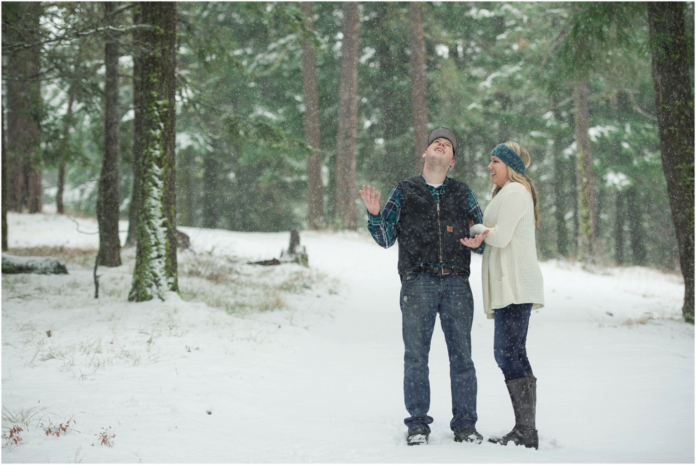 Ellensburg Engagement Session Ellensburg WA Photographer couple playing in the snow photo