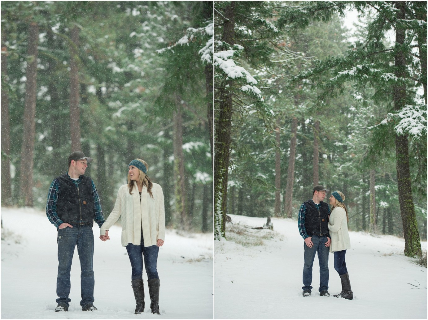 Ellensburg Engagement Session Ellensburg WA Photographer couple snuggling in the snow photo