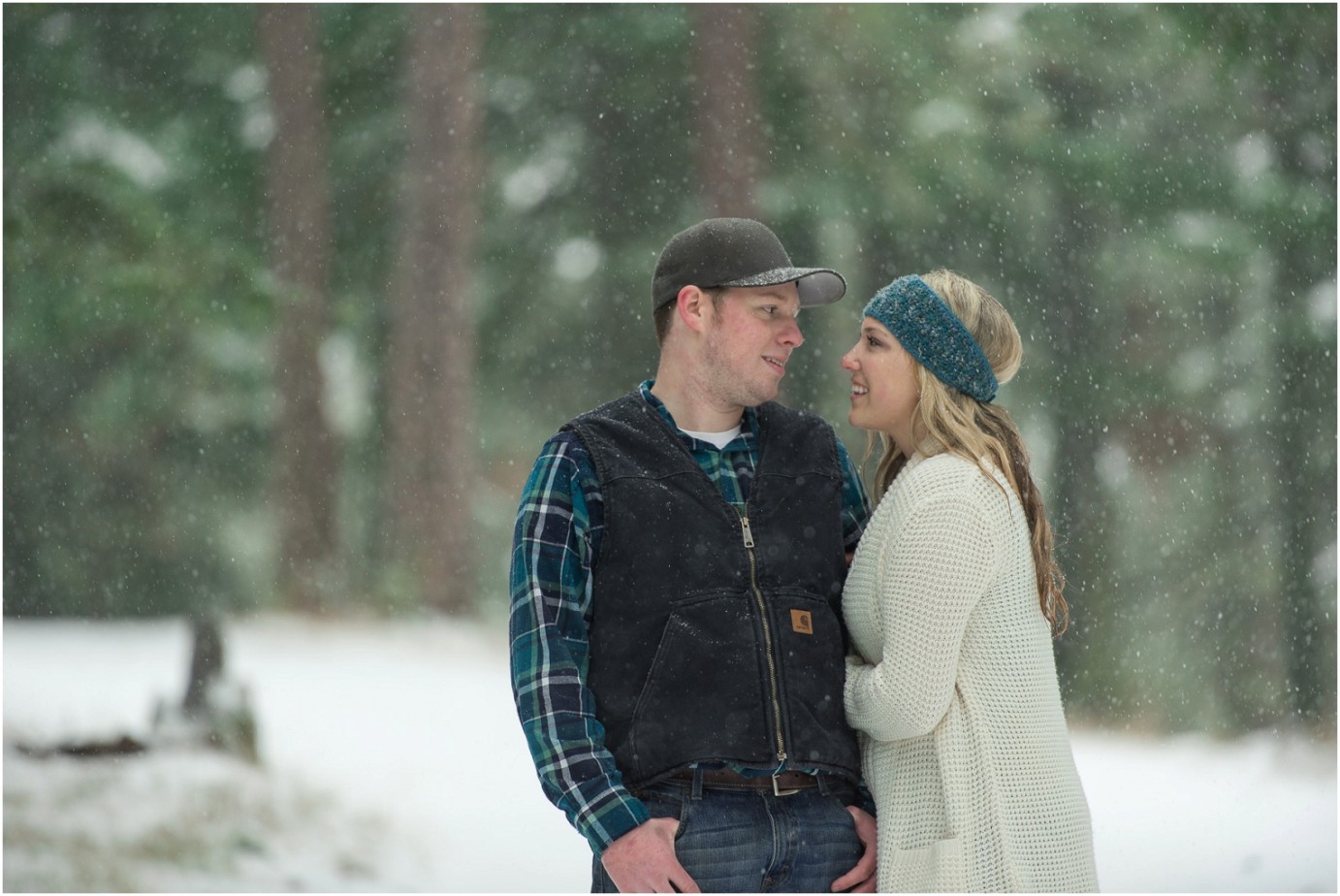 Ellensburg Engagement Session Ellensburg WA Photographer couple standing in the snow photo