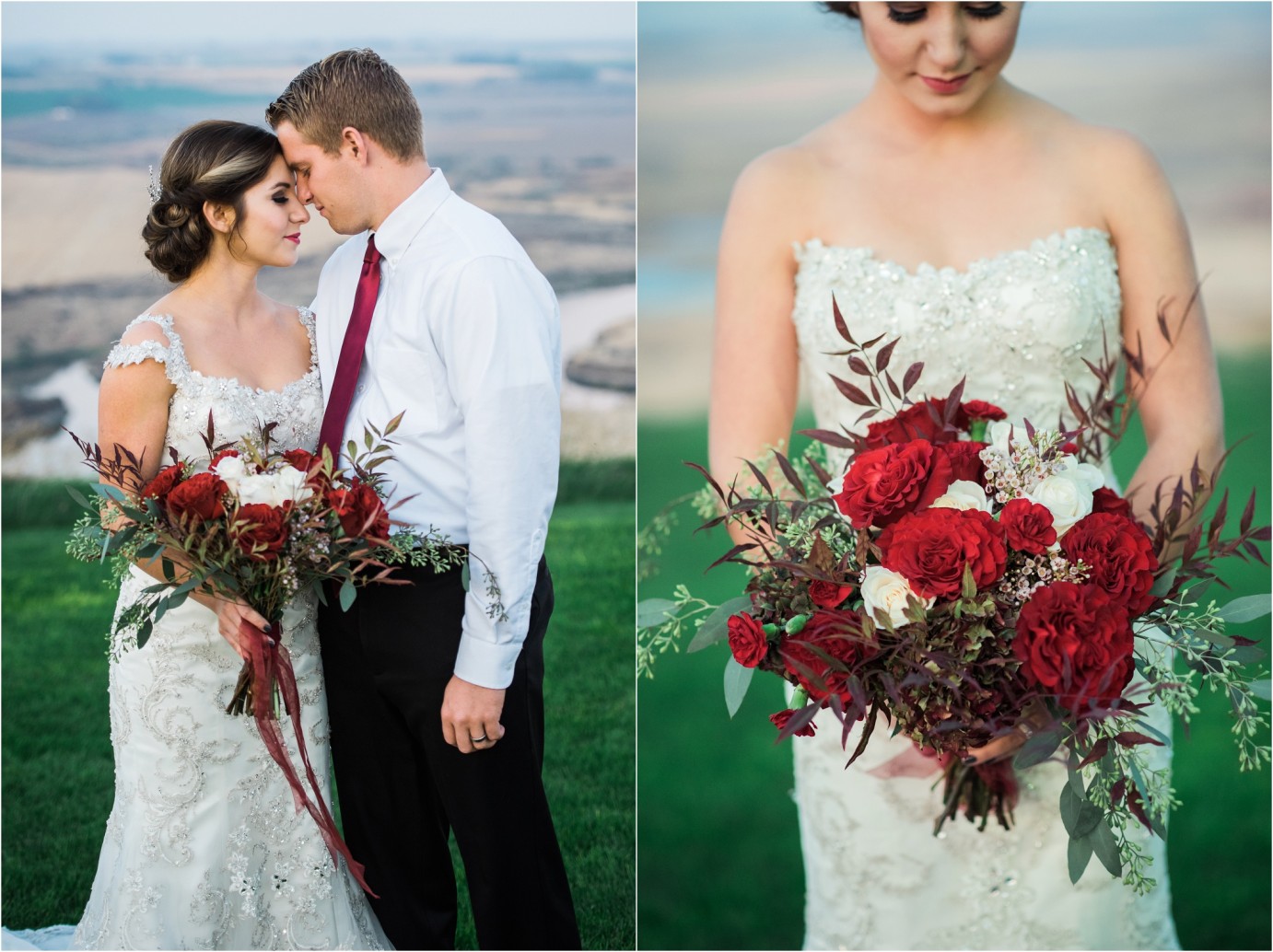 How to plan a styled shoot. Large flowing bouquet with red hearts roses