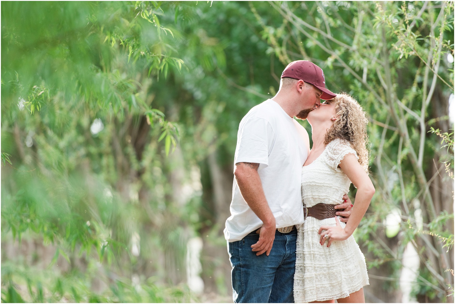 Country Engagement Session Mattawa Photographer Ryan and Shelby Couple standing in a grove of trees