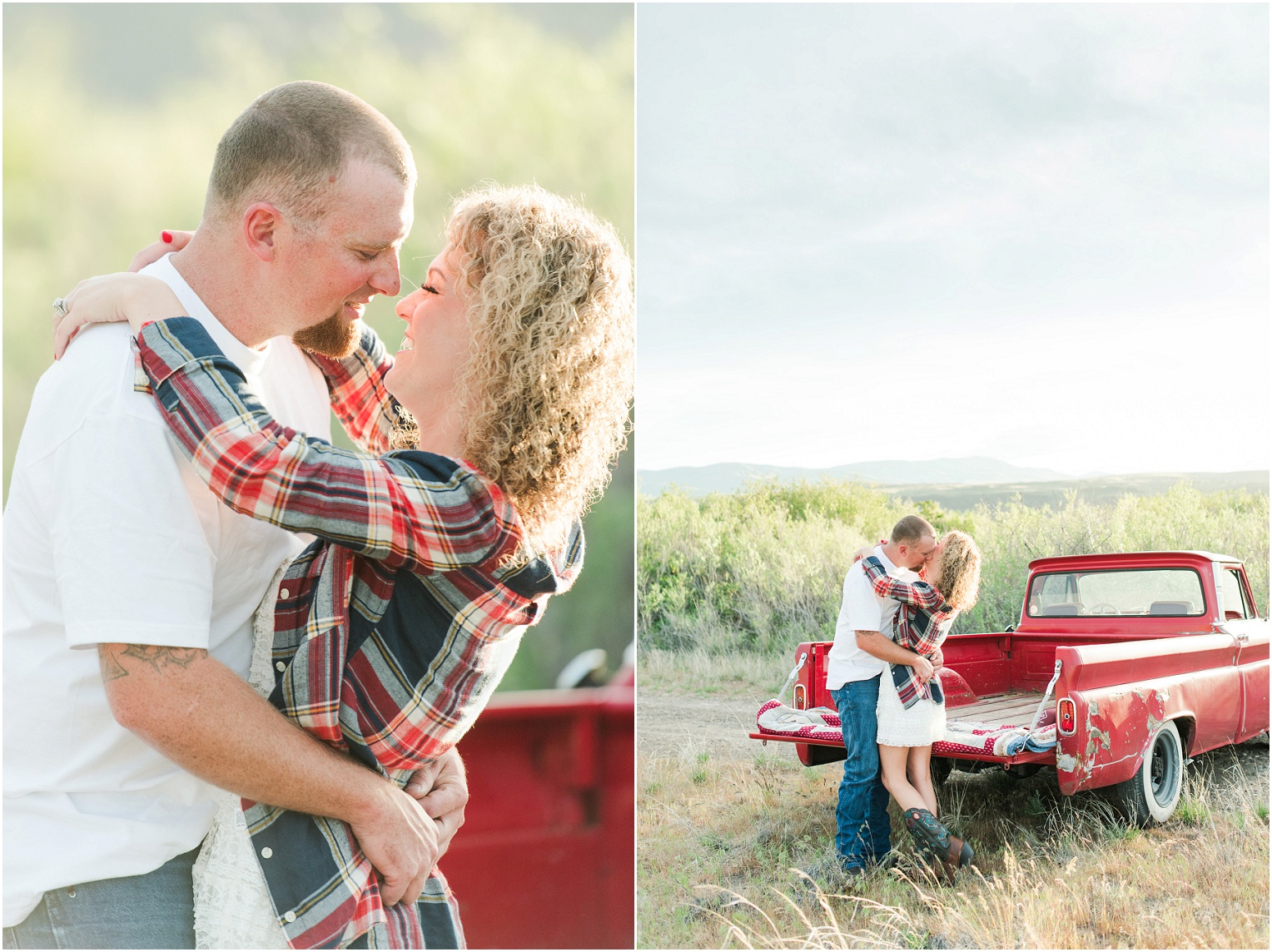 Country Engagement Session Mattawa Photographer Ryan and Shelby Couple with old Chevy Truck