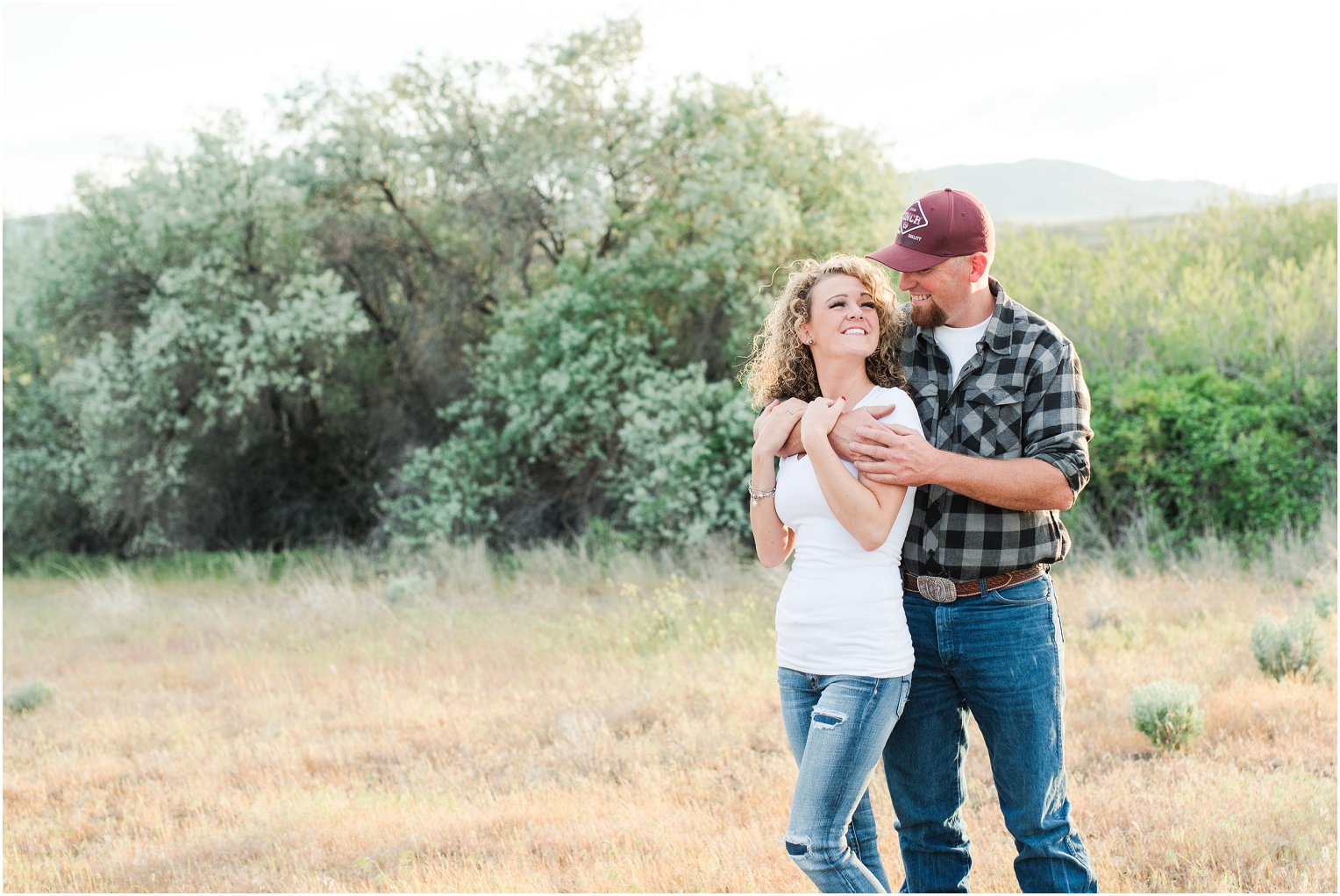 Country Engagement Session Mattawa Photographer Ryan and Shelby Couple standing in a field