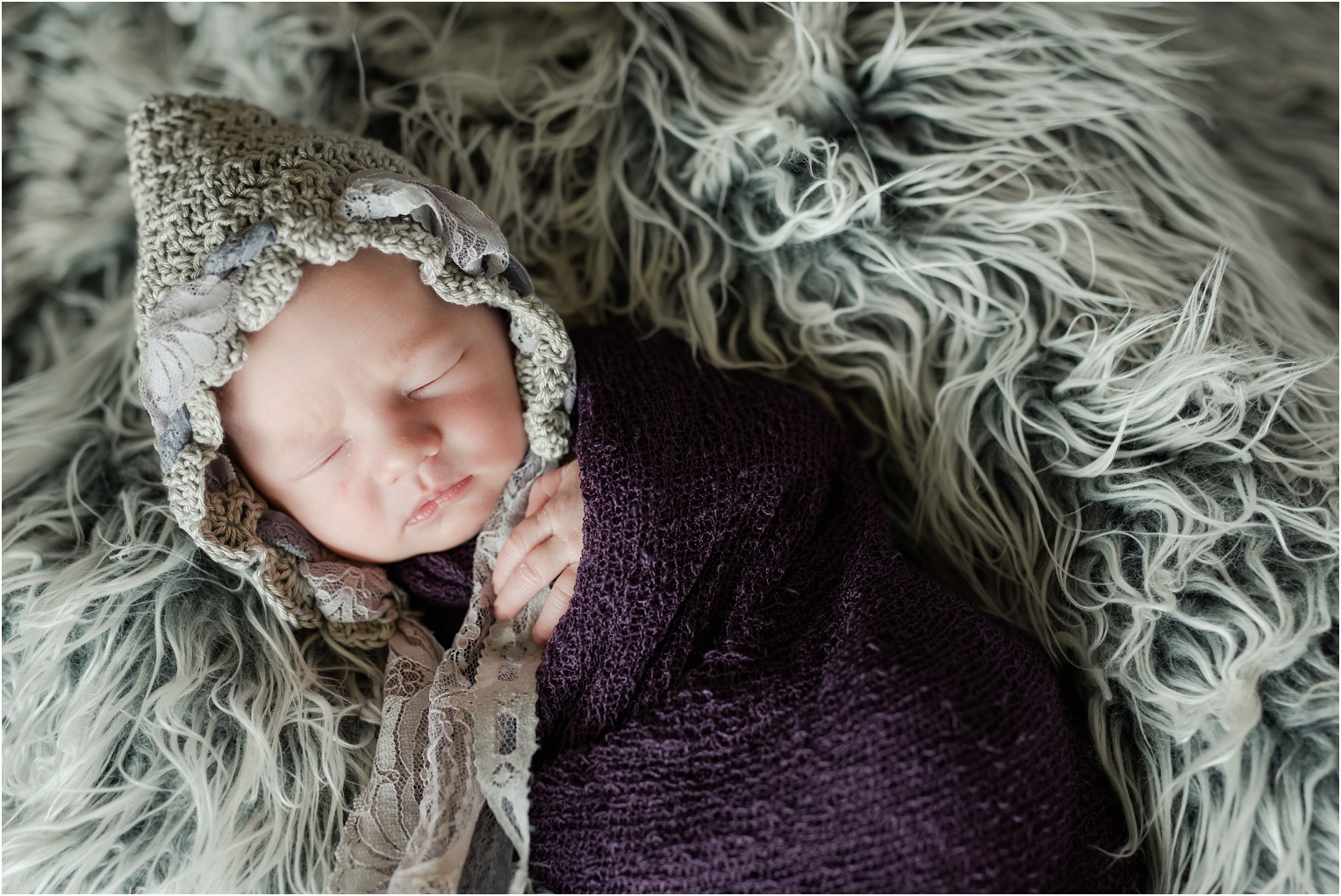 Janes Newborn Photography baby girl on fur rug