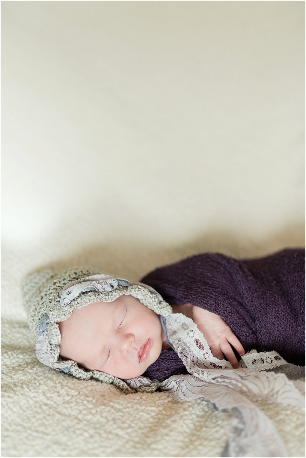 Janes Newborn Photography baby girl in purple