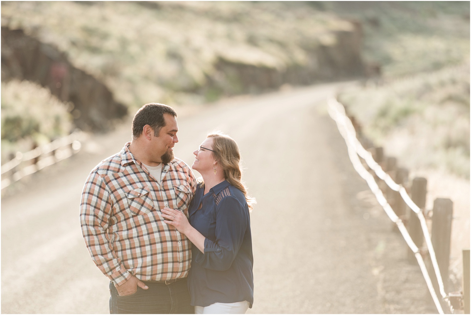 Vantage Crags Engagement Session Couple standing in roadway