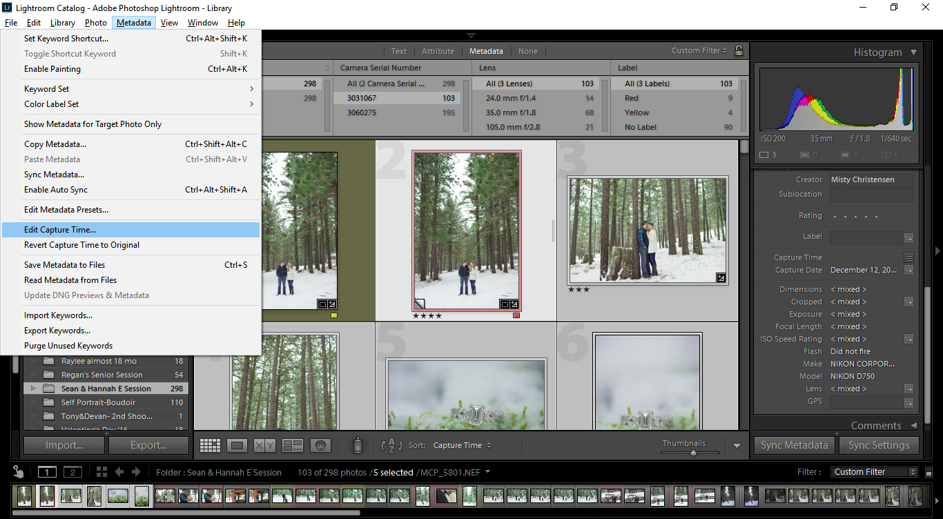 How to Sync Images in Lightroom Edit Capture Time