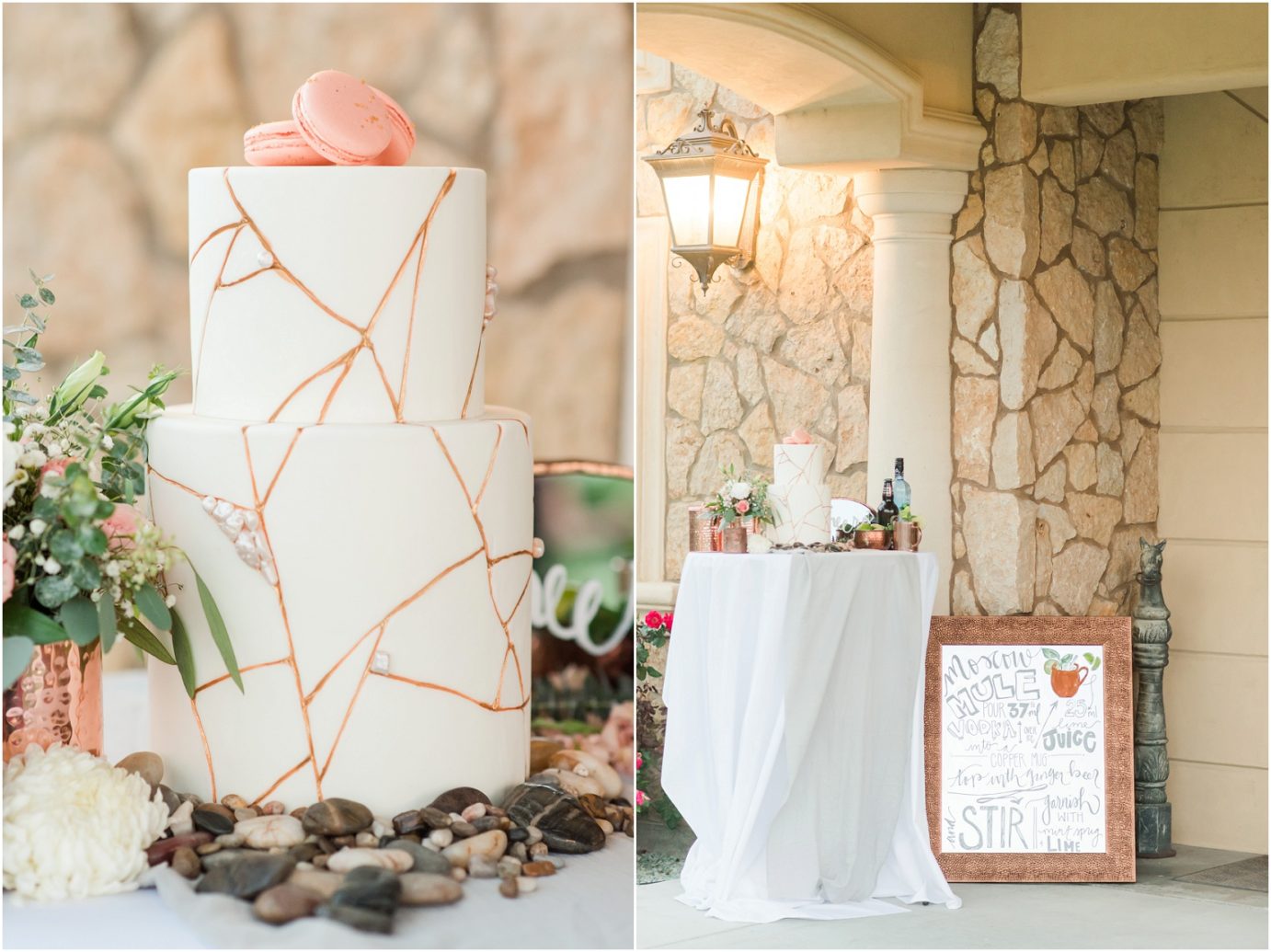 Chandler Reach Wedding Moscow Mule Inspiration Shoot Cake with marbled copper