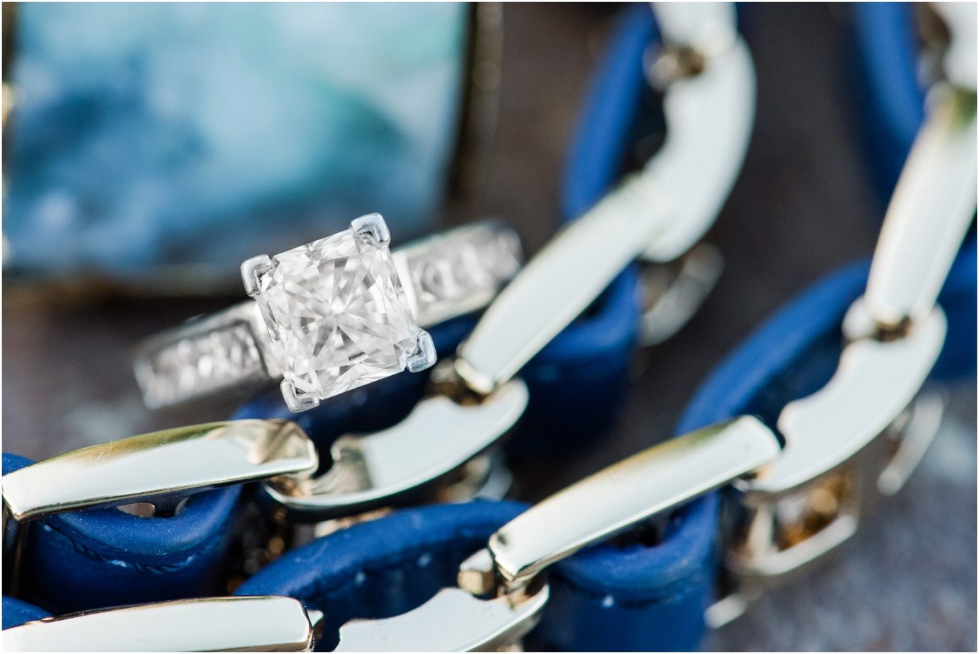 Clover Island Anniversary Session Kennewick WA Cushion cut diamond engagement ring
