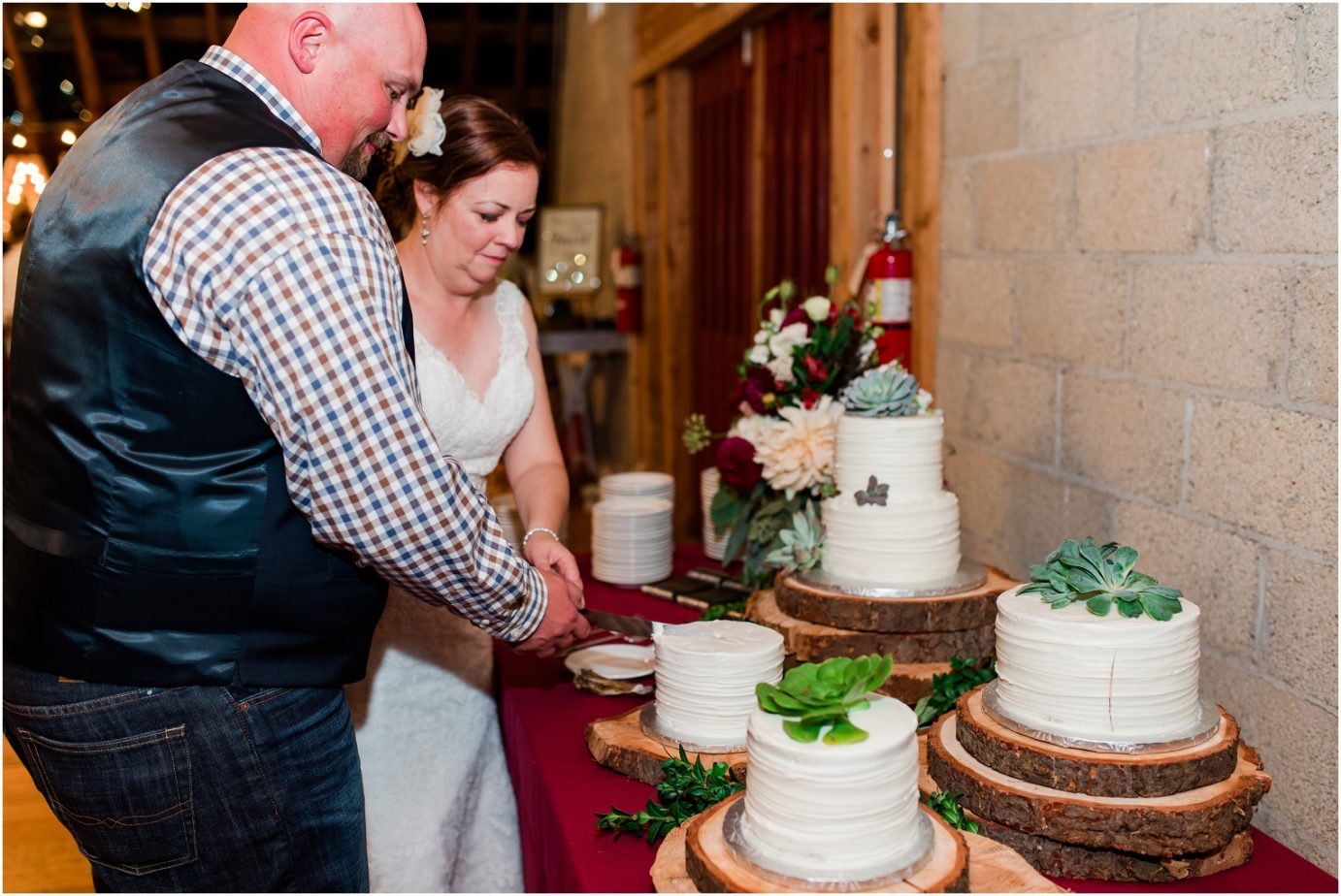 Pine River Ranch Wedding Reception Cake Cutting Photo