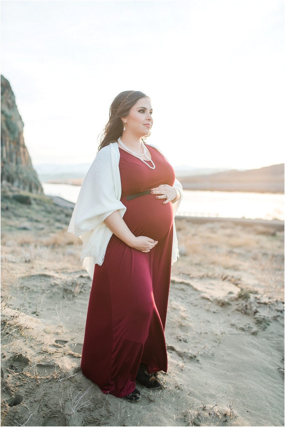 Maternity session on a sand dune
