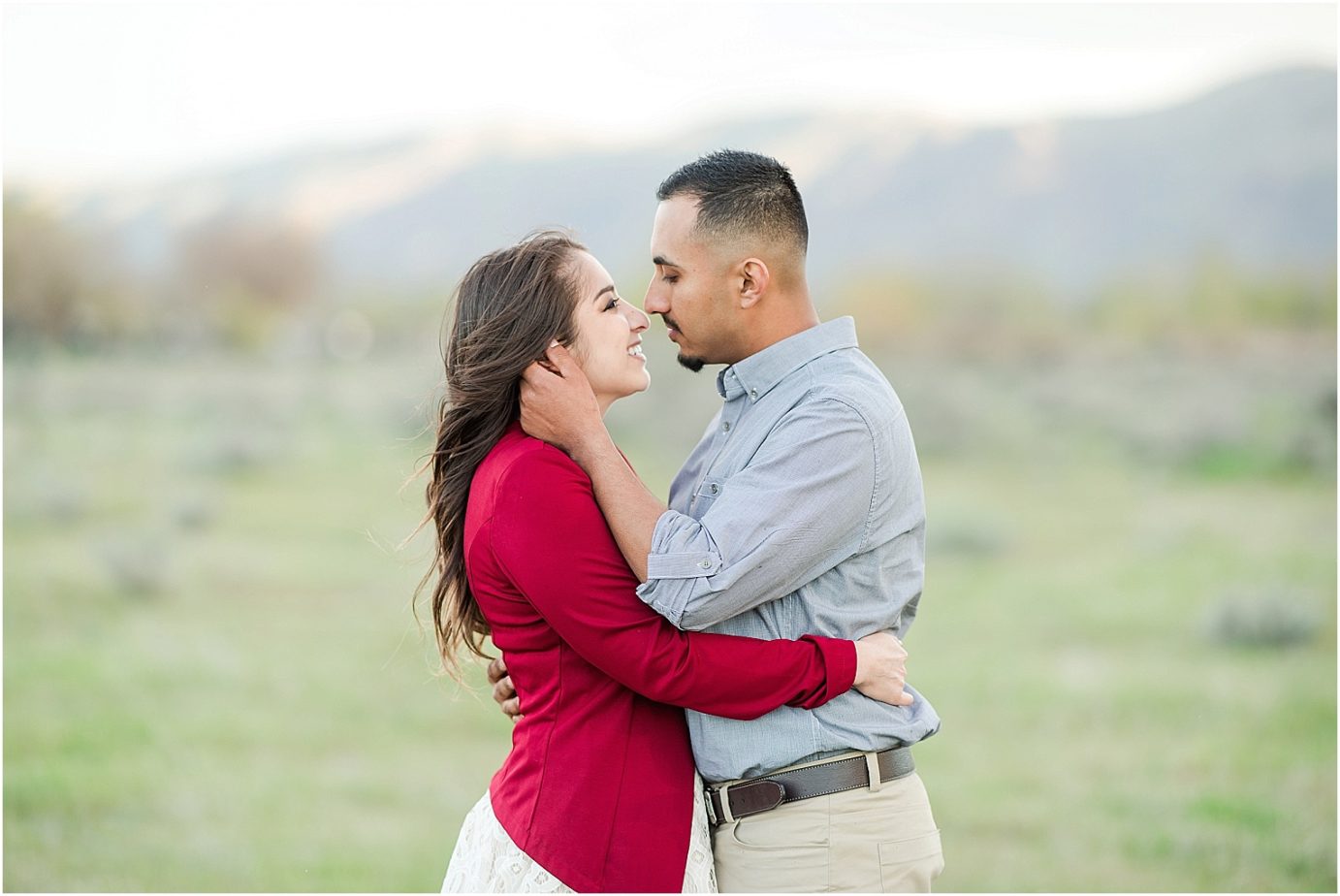 Desert Engagement Session Vantage Photographer Mike and jessica couple in the green hills by Vantage