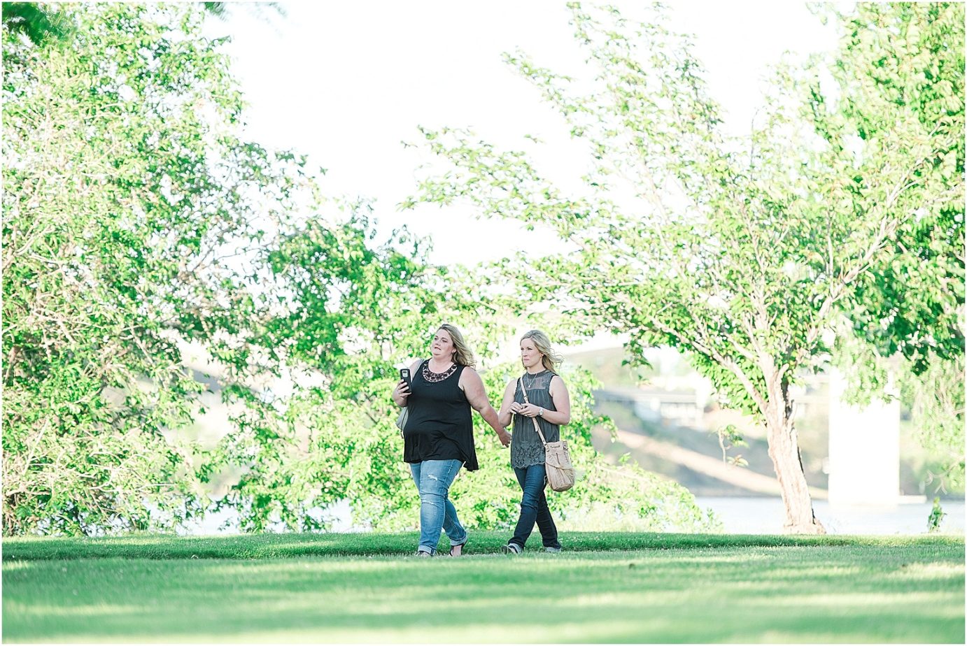 Columbia Point Park Proposal Richland Photographer Katie's friends walking towards them