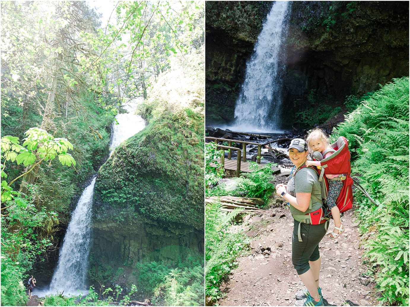 Columbia River Gorge Waterfalls Oregon Photographer Adventures hiking to enjoying the spray at upper Latourell Falls