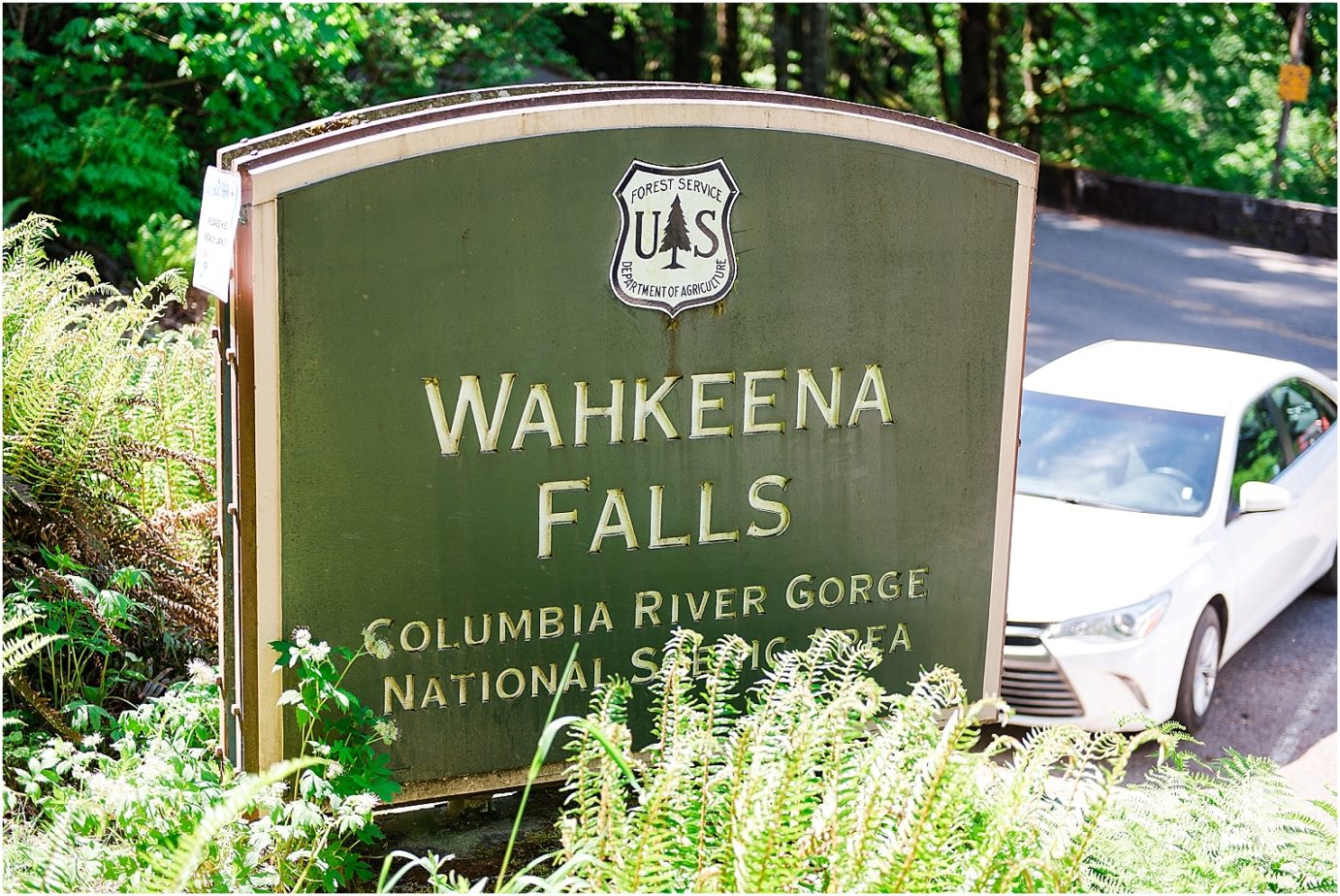 Columbia River Gorge Waterfalls Oregon Photographer Adventures Wahkeena Falls sign