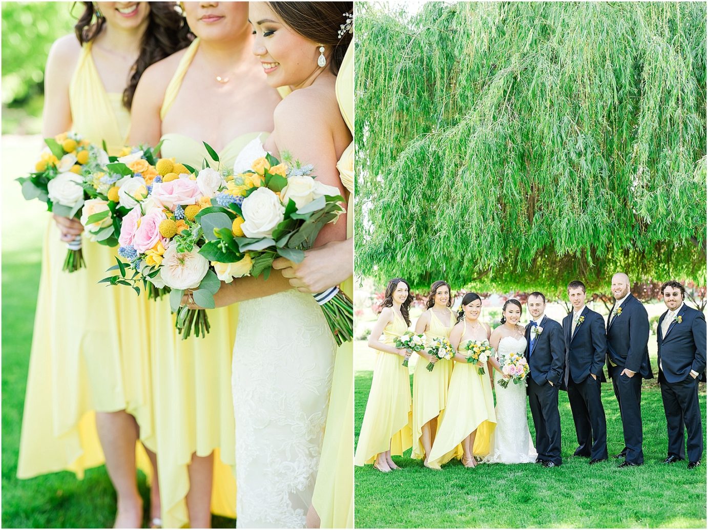 Promise Garden Wedding Pasco Photographer Bridesmaids in yellow dresses