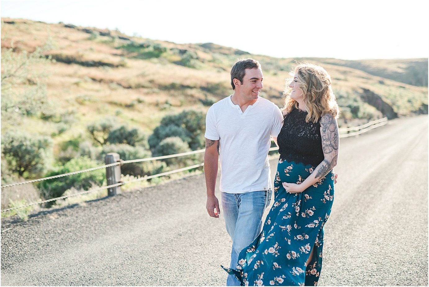 Vantage Crags Maternity Session mom in a skirt and chopped lace top