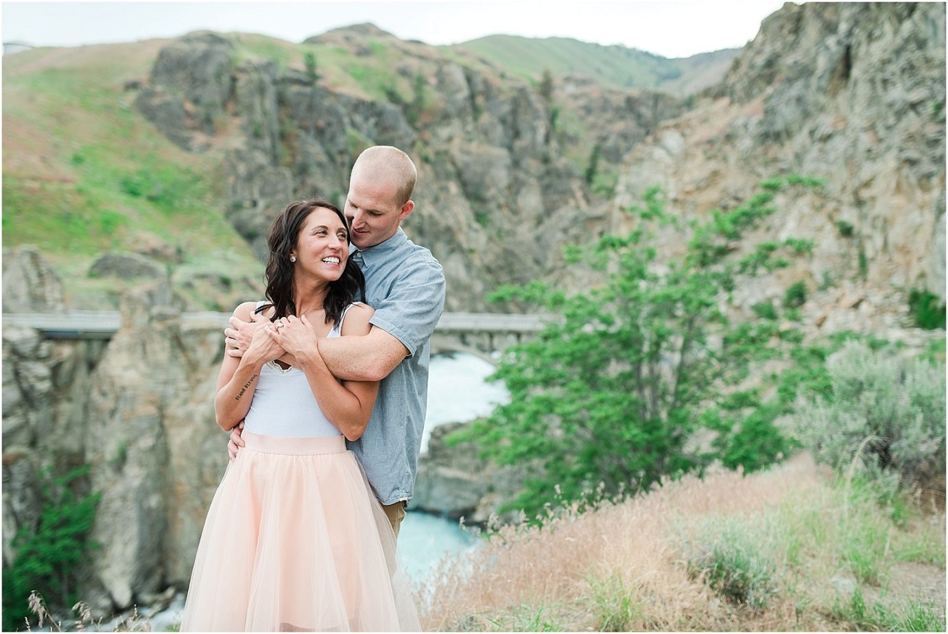 Chelan Engagement Session Chelan Gorge Brooke in a pink tulle skirt