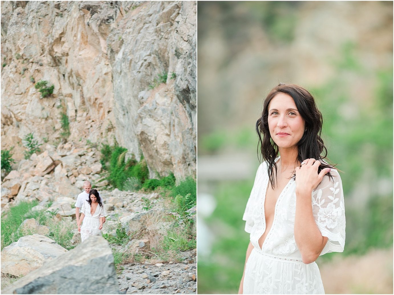 Chelan Engagement Session Chelan Gorge Brooke in a white lace romper