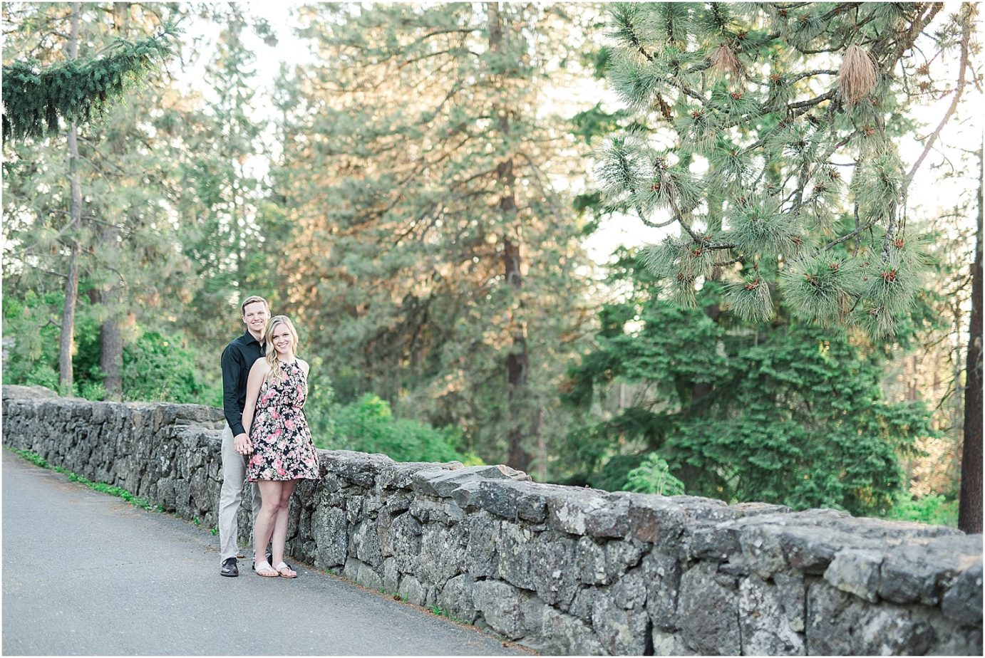 Manito Park Engagement Session Spokane Photographer Bryan and Olivia on stone bridge