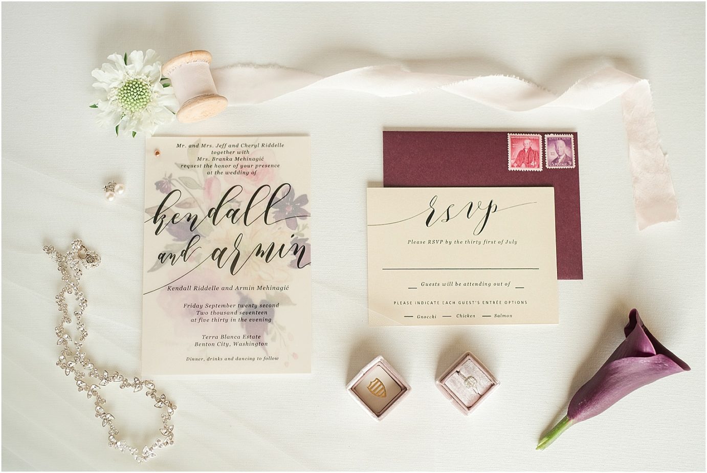 Terra Blanca Winery Wedding Benton City Photographer Armin and Kendall invitation suite