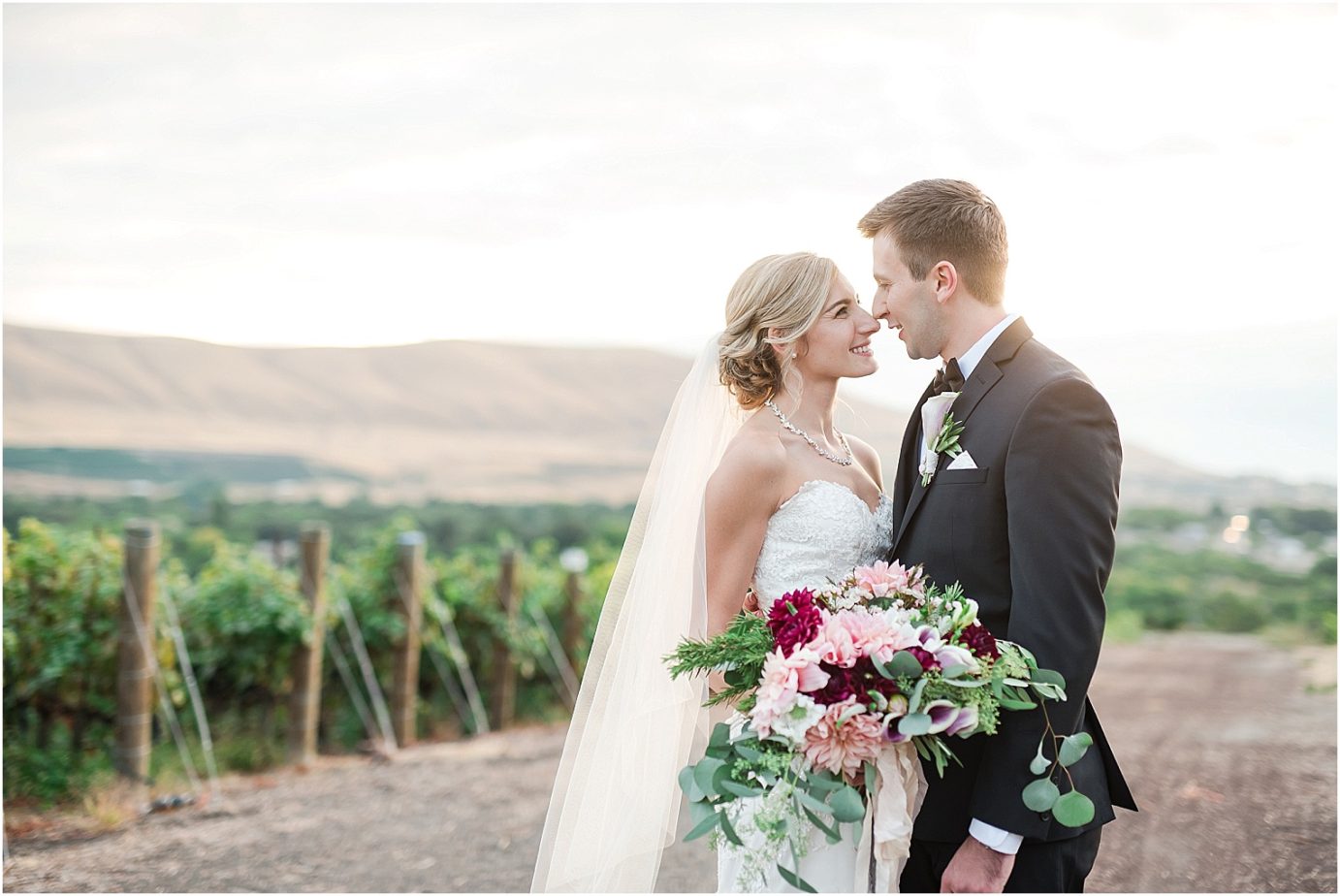 Terra Blanca Winery Wedding Benton City Photographer Armin and Kendall bride and groom sunset photo