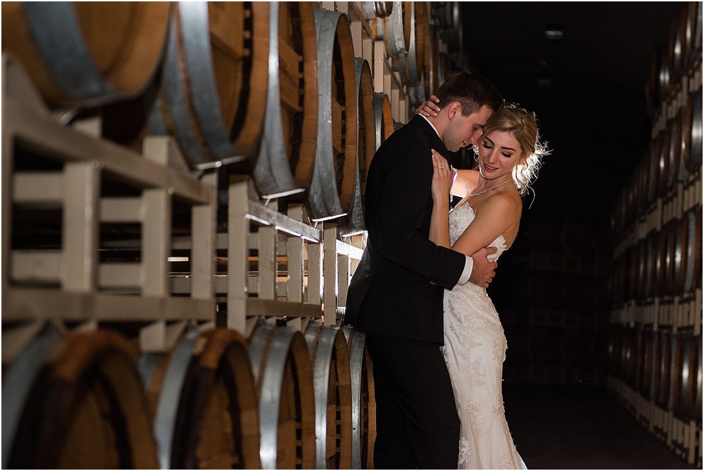 Terra Blanca Winery Wedding Benton City Photographer Armin and Kendall bride and groom in wine caves