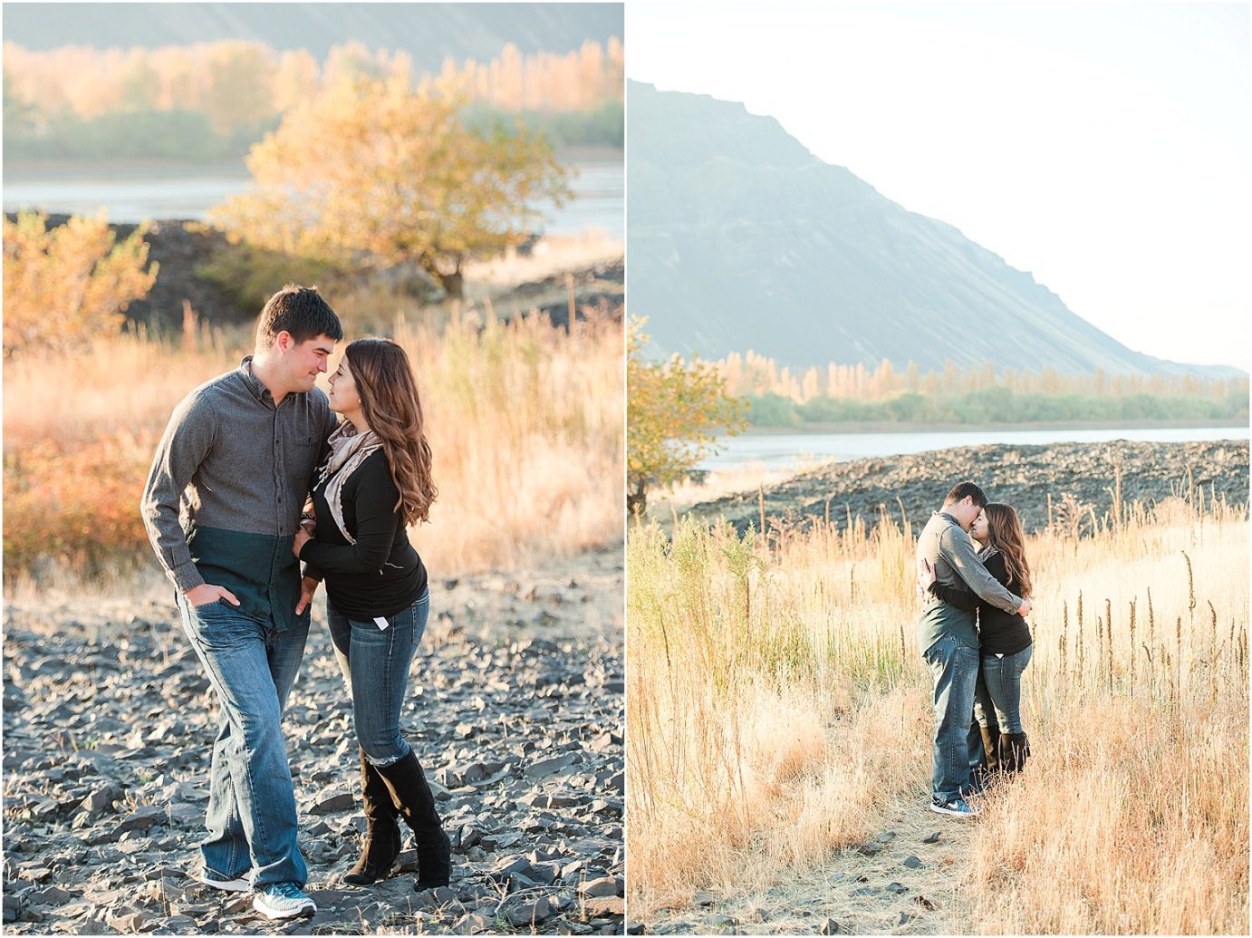 Fall engagement session by the river mattawa Photographer Jeff and Rocio couple by the river