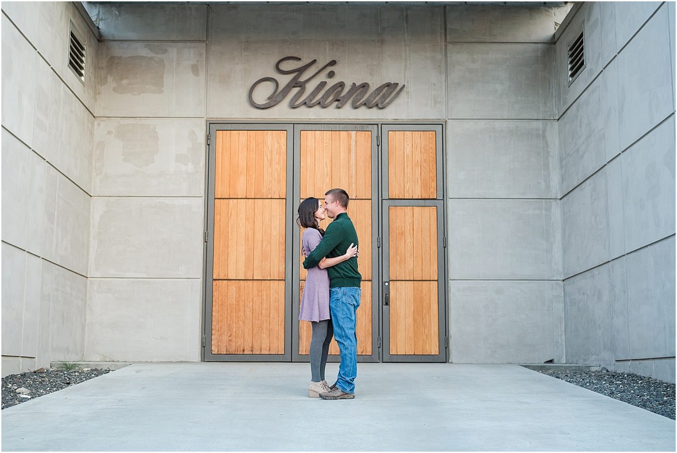 Kiona Winery Engagement Session Benton City WA Calvin and Kelly couple by cellar doors